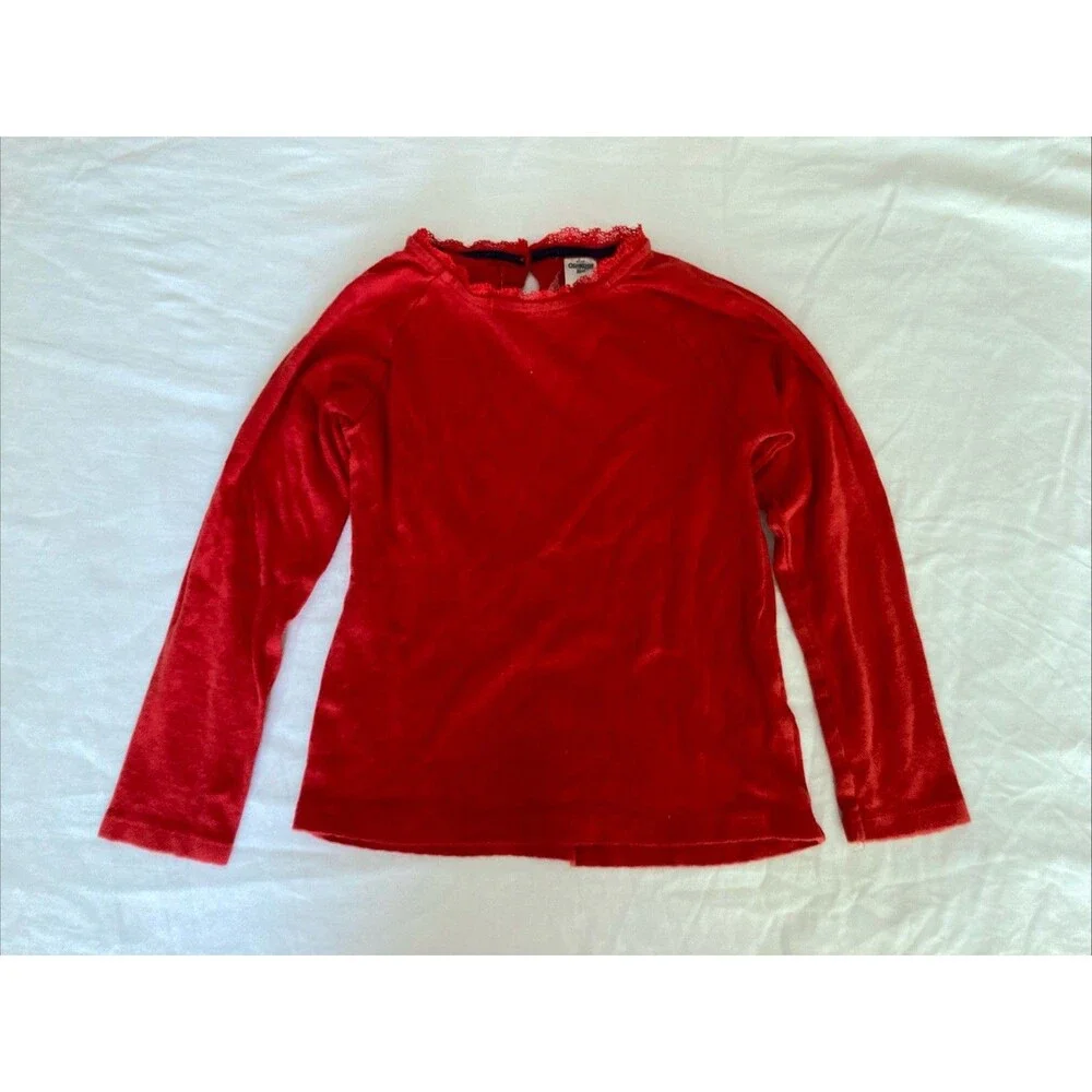 5T Oshkosh B’gosh girl clothes - one piece long sleeve top | solid red theme